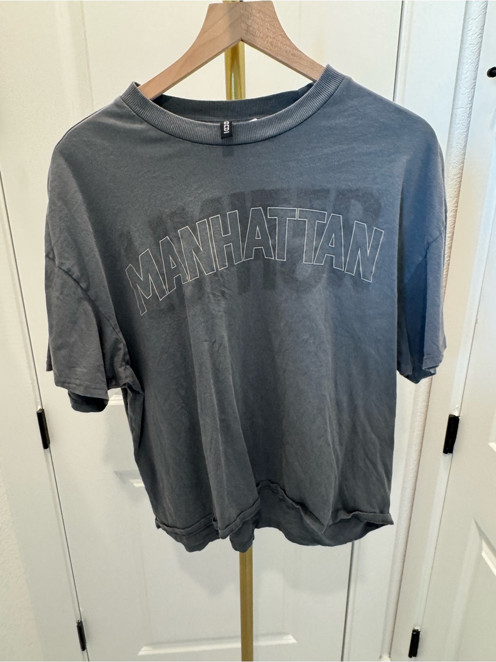 H&M Washed Charcoal Manhattan Short Sleeve Tee